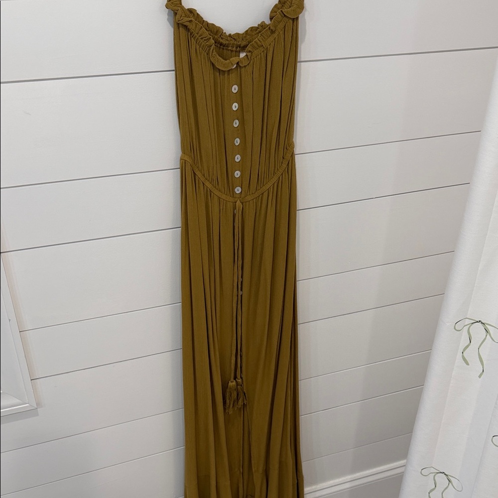 Elan Olive Jumpsuit with Button Detail